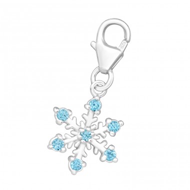 Snowflake with zirconias - 925 Sterling Silver Charms With Split Ring A4S45608