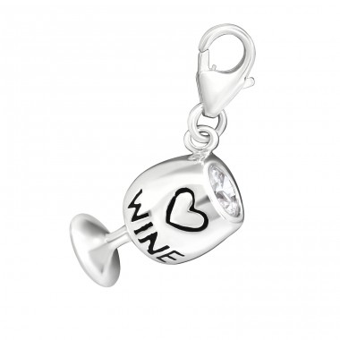 Wine Glass - 925 Sterling Silver Charms with lobster A4S11372