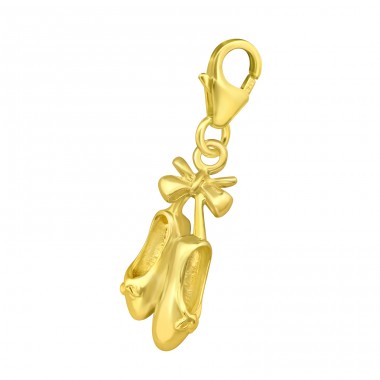 Golden ballerina Shoes - 925 Sterling Silver Charms With Lobster A4S42058