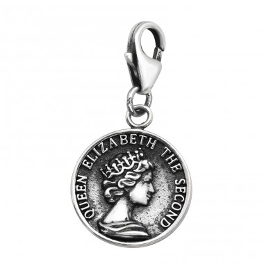 Oxidierter Anhänger "Queen Elizabeth" - Schmuck Silber 925 Verschluss Amulette A4S44381