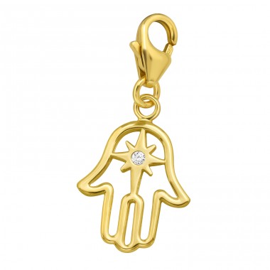 Golden Hamsa hand  - 925 Sterling Silver Charms With Lobster A4S44484