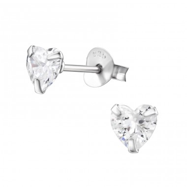 Heart 5mm - 925 Sterling Silver Basic Ear Studs A4S1005