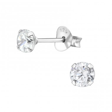 Round 4mm - 925 Sterling Silver Basic Ear Studs A4S1026