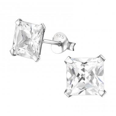 Square 7mm - 925 Sterling Silver Basic Ear Studs A4S11611