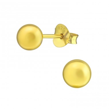 Golden Ball 5mm - 925 Sterling Silver Basic Ear Studs A4S14728