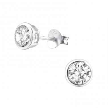 Round 5mm - 925 Sterling Silver Basic Ear Studs A4S15123