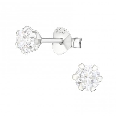 Round 6mm - 925 Sterling Silver Basic Ear Studs A4S15518