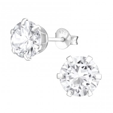 Round 8mm - 925 Sterling Silver Basic Ear Studs A4S15523