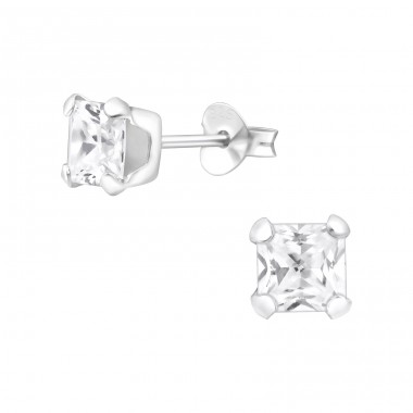 Square 5mm - 925 Sterling Silver Basic Ear Studs A4S15525