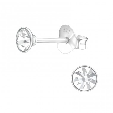 Round 3,5mm - 925 Sterling Silver Basic Ear Studs A4S16387