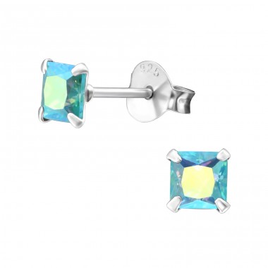 Square 4mm - 925 Sterling Silver Basic Ear Studs A4S16715