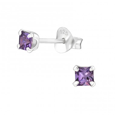 Square 3mm - 925 Sterling Silver Basic Ear Studs A4S18336