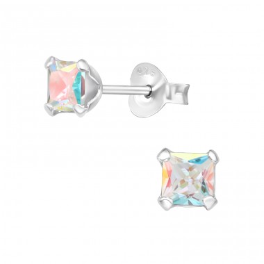 Square 4mm - 925 Sterling Silver Basic Ear Studs A4S18401