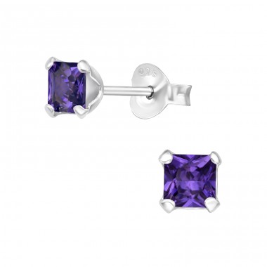 Square 4mm - 925 Sterling Silver Basic Ear Studs A4S18401