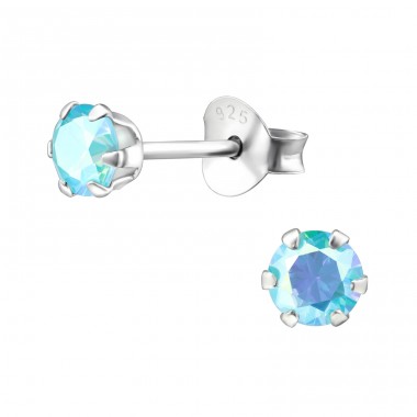 Round 4mm - 925 Sterling Silver Basic Ear Studs A4S21519