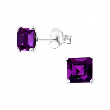 Square 6mm - 925 Sterling Silver Basic Ear Studs A4S21525