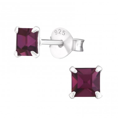 Square 4mm - 925 Sterling Silver Basic Ear Studs A4S21722