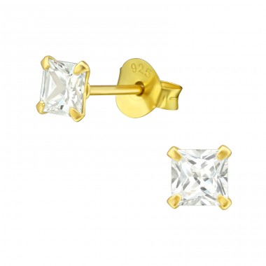 Square 4mm - 925 Sterling Silver Basic Ear Studs A4S21810