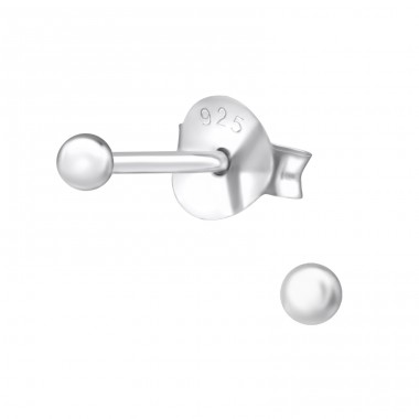 Ball 2mm - 925 Sterling Silver Basic Ear Studs A4S2399