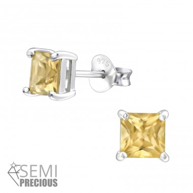 Square - 925 Sterling Silver Basic Ear Studs A4S24180