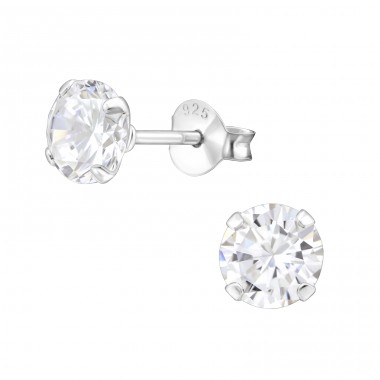 Round 6mm - 925 Sterling Silver Basic Ear Studs A4S34040