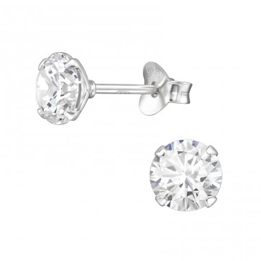 Round 6mm - 925 Sterling Silver Basic Ear Studs A4S34040