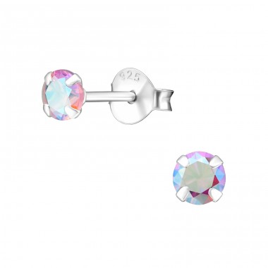 Round 4mm - 925 Sterling Silver Basic Ear Studs A4S34524