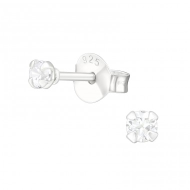 Round 2.5mm - 925 Sterling Silver Basic Ear Studs A4S35416