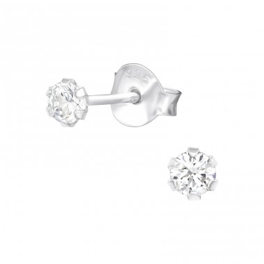 Round 3mm - 925 Sterling Silver Basic Ear Studs A4S39635