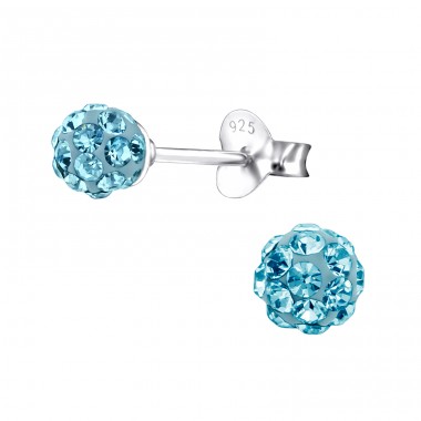 Ball - 925 Sterling Silver Basic Ear Studs A4S4128