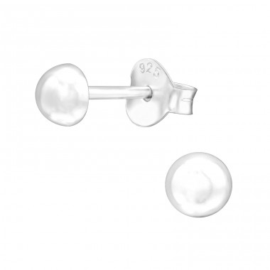 4mm Half Ball - 925 Sterling Silver Basic Ear Studs A4S43279