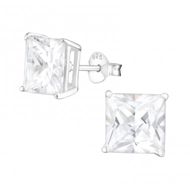 Square 8mm - 925 Sterling Silver Basic Ear Studs A4S434