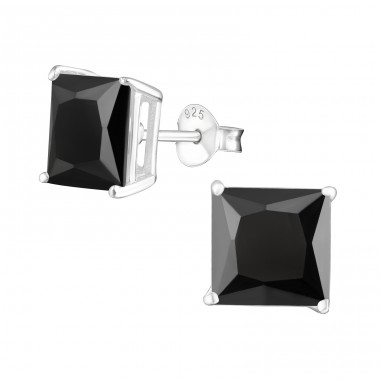 Square 8mm - 925 Sterling Silver Basic Ear Studs A4S434