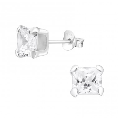 Square 6mm - 925 Sterling Silver Basic Ear Studs A4S5058