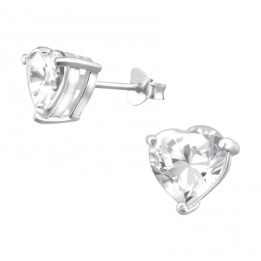 Heart 8mm - 925 Sterling Silver Basic Ear Studs A4S5268