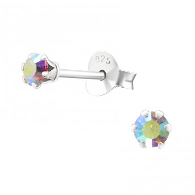 Round 3mm - 925 Sterling Silver Basic Ear Studs A4S5573