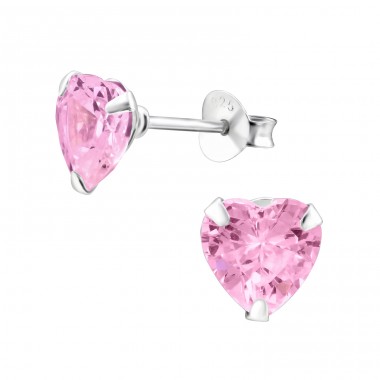 Heart 7mm - 925 Sterling Silver Basic Ear Studs A4S9522