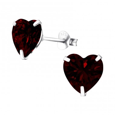 Heart 9mm - 925 Sterling Silver Basic Ear Studs A4S9524