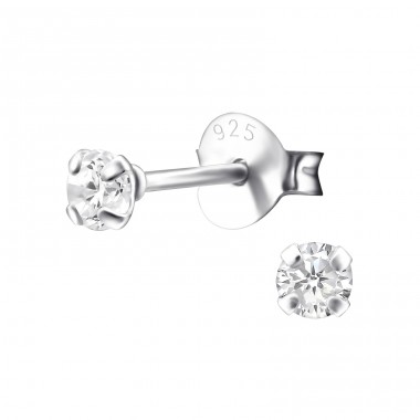 Round 3mm - 925 Sterling Silver Basic Ear Studs A4S9792