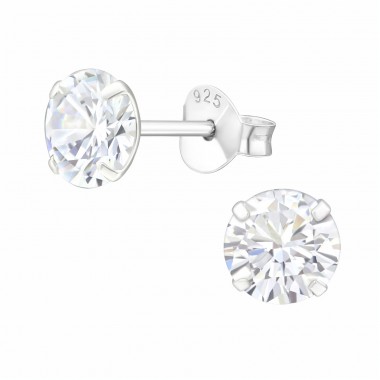 Round 6mm - 925 Sterling Silver Basic Ear Studs A4S993