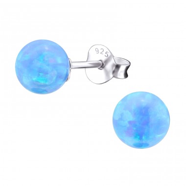 Ball Opal - 925 Sterling Silver Ear Studs with semi-precious stones A4S23613