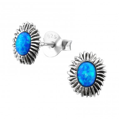 Flower Opal - 925 Sterling Silver Ear Studs with semi-precious stones A4S23666