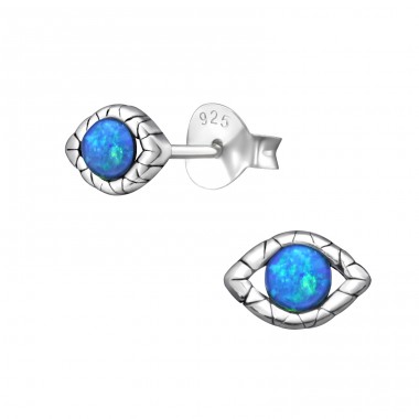 Evil Eye Opal - 925 Sterling Silver Ear Studs with semi-precious stones A4S23675