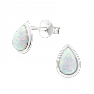 Pear Opal - 925 Sterling Silver Ear Studs with semi-precious stones A4S26811