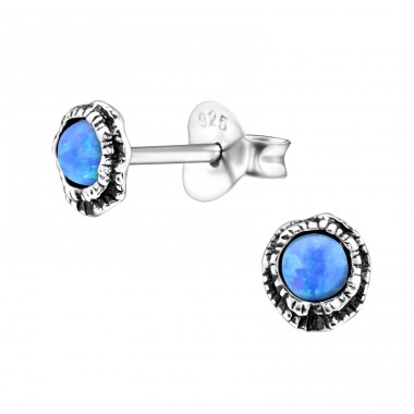 Shell Opal - 925 Sterling Silver Ear Studs with semi-precious stones A4S27128