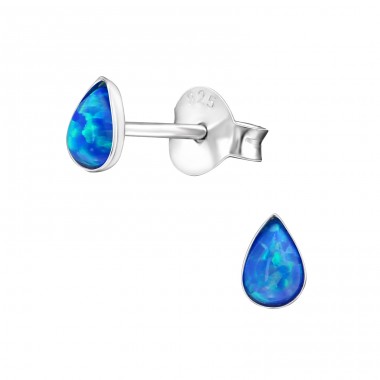 Pear - 925 Sterling Silver Ear Studs with semi-precious stones A4S27447