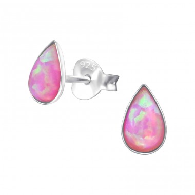 Teardrop Opal - 925 Sterling Silver Ear Studs with semi-precious stones A4S27448