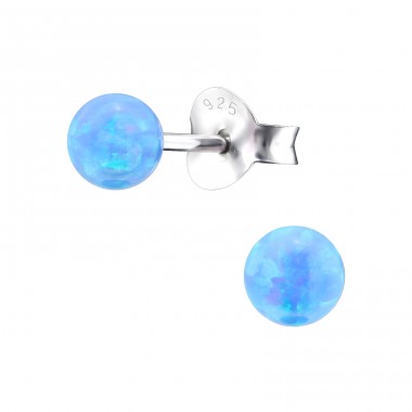 Ball Opal - 925 Sterling Silver Ear Studs with semi-precious stones A4S27712