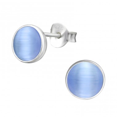 Round - 925 Sterling Silver Ear Studs with semi-precious stones A4S30285