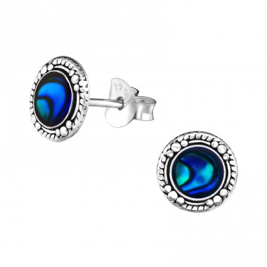 Antique - 925 Sterling Silver Ear Studs with semi-precious stones A4S30902